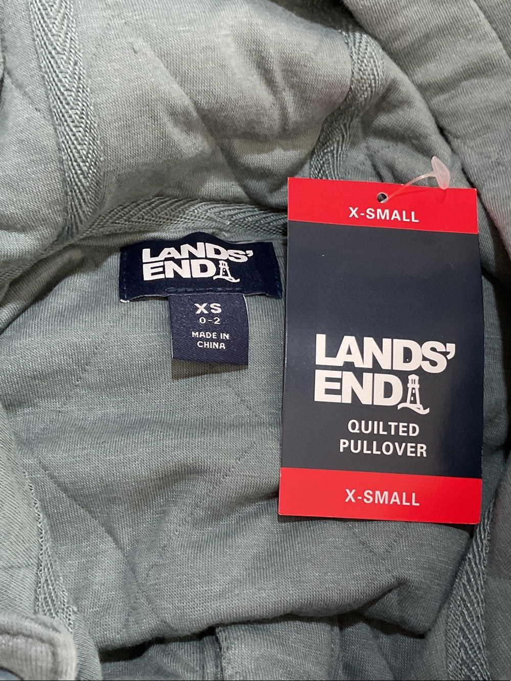 Lands' End Quilted Hoodie in Muted Teal - Picture 5 of 6
